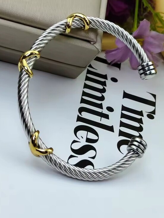 Anthropologie Jewelry - Two-Tone Gold & Silver Twist Cable Bracelet